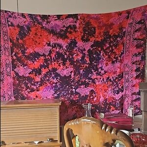 100% rayon xxlong bright tapestry w butterflies